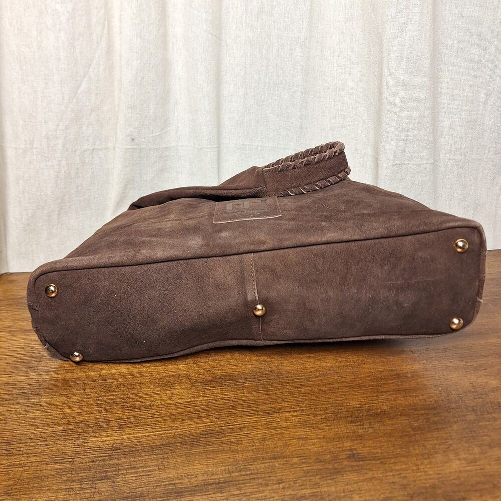 Haute Hippie NEW Triangle suede hobo shoulder bag brown100% leather NWT bohemian - Picture 7 of 9